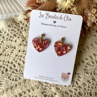 Coeur paillettes (ancienne forme) - boucles d’oreilles (2 couleurs différentes)