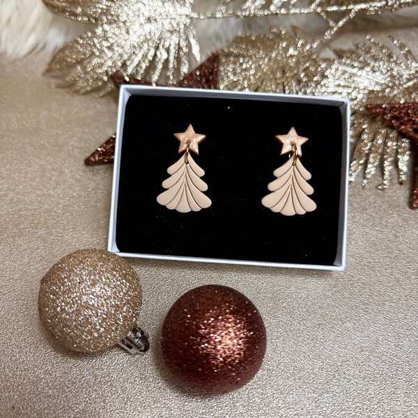 SAPIN BEIGE - Boucles d'oreilles