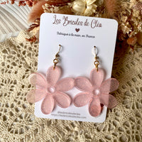 Fleurs paillettes - boucles d’oreilles (11 couleurs au choix)