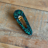 Barrette triangle vert à reflets