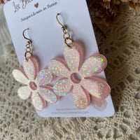 Fleurs paillettes - boucles d’oreilles (11 couleurs au choix)