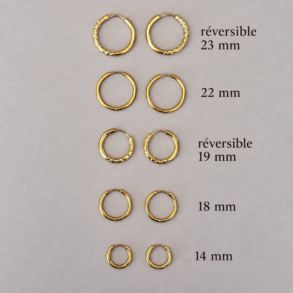 Créoles dorées 18 mm acier inoxydable