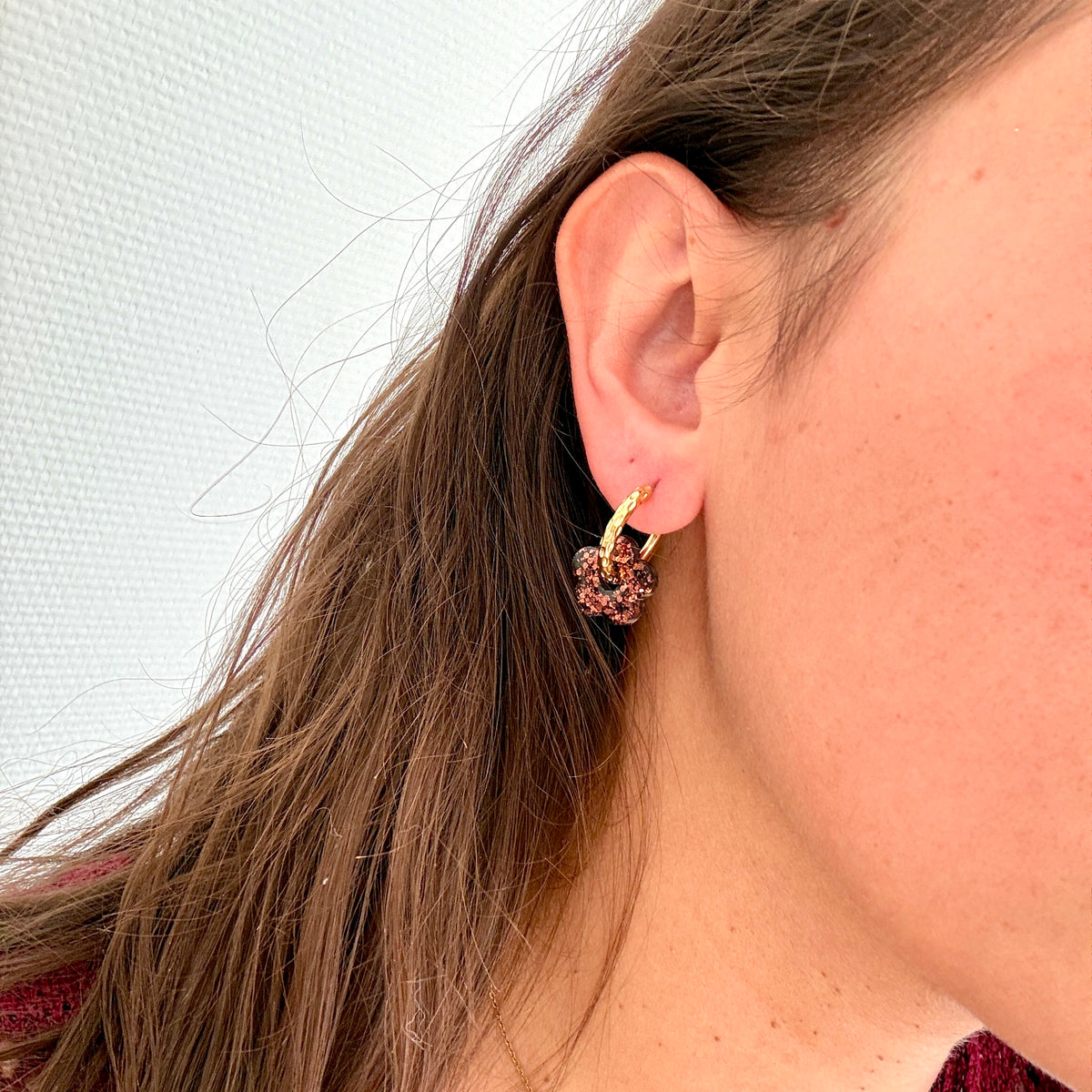 Créoles dorées réversibles 19 mm acier inoxydable