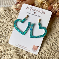 Coeurs asymétriques paillettes - boucles d’oreilles (11 couleurs)