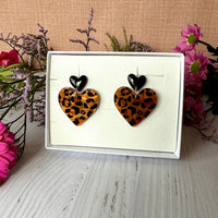 Coeur leopard reflets - Boucles d'oreilles