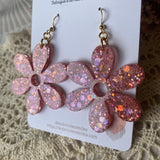 Fleurs paillettes - boucles d’oreilles (11 couleurs au choix)