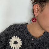 FLOCON rouge paillettes - Boucles d’oreilles (dorées ou argentées)