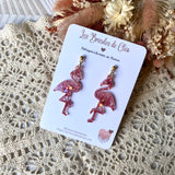 Flamant rose paillettes - boucles d’oreilles (3 couleurs différentes)