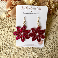 Fleurs étoile paillettes - boucles d’oreilles (7 couleurs)