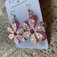 Fleurs paillettes - boucles d’oreilles (11 couleurs au choix)