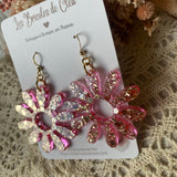 Fleurs soleil paillettes - boucles d’oreilles (2 couleurs)