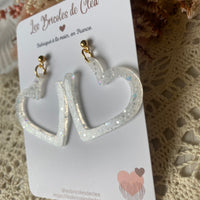 Coeurs asymétriques paillettes - boucles d’oreilles (11 couleurs)