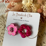 Créoles petites fleurs paillettes - boucles d’oreilles (8 couleurs)