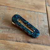 Barrette rectangle vert à reflets