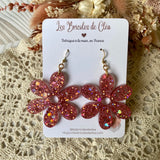 Fleurs paillettes - boucles d’oreilles (11 couleurs au choix)