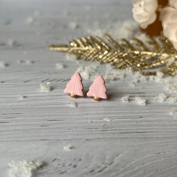 PETIT SAPIN ROSE - boucles d’oreilles puces