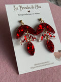 boucles d’oreilles style custode paillettes rouge