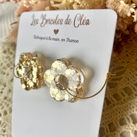 Créoles petites fleurs paillettes - boucles d’oreilles (8 couleurs)