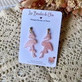 Flamant rose paillettes - boucles d’oreilles (3 couleurs différentes)