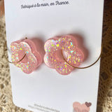 Créoles petites fleurs paillettes - boucles d’oreilles (8 couleurs)