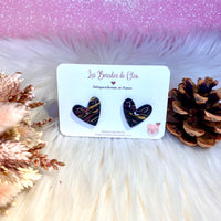 Puces grand Coeur édition « Noir élégance » - boucles d’oreilles