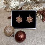 FLOCON marron paillettes - Boucles d’oreilles (dorées ou argentées)