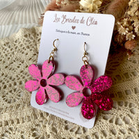 Fleurs paillettes - boucles d’oreilles (11 couleurs au choix)