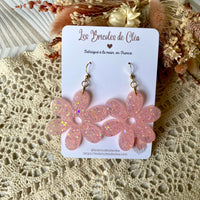 Fleurs paillettes - boucles d’oreilles (11 couleurs au choix)