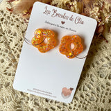 Créoles petites fleurs paillettes - boucles d’oreilles (8 couleurs)