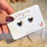 Puces petit coeur édition « noir élégance » - boucles d’oreilles