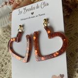 Coeurs asymétriques paillettes - boucles d’oreilles (11 couleurs)