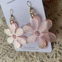 Fleurs paillettes - boucles d’oreilles (11 couleurs au choix)