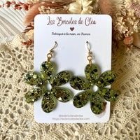 Fleurs paillettes - boucles d’oreilles (11 couleurs au choix)