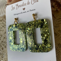 Rectangle 70’s paillettes - boucles d’oreilles (9 couleurs)