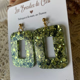 Rectangle 70’s paillettes - boucles d’oreilles (9 couleurs)