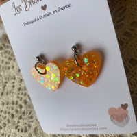 Coeur paillettes (ancienne forme) - boucles d’oreilles (2 couleurs différentes)