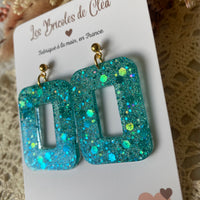 Rectangle 70’s paillettes - boucles d’oreilles (9 couleurs)