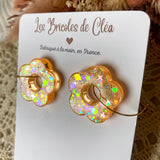 Créoles petites fleurs paillettes - boucles d’oreilles (8 couleurs)