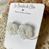 Créoles petites fleurs paillettes - boucles d’oreilles (8 couleurs)