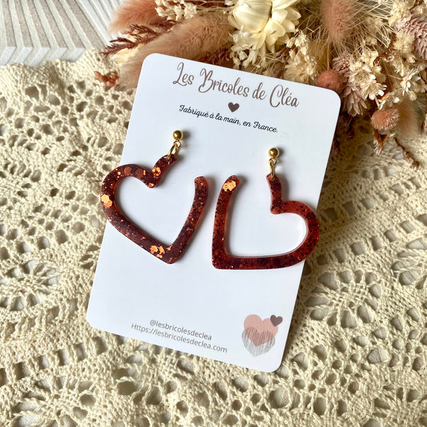 Coeurs asymétriques paillettes - boucles d’oreilles (11 couleurs)