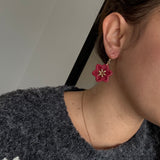 FLOCON rouge paillettes - Boucles d’oreilles (dorées ou argentées)