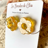 Créoles petites fleurs paillettes - boucles d’oreilles (8 couleurs)