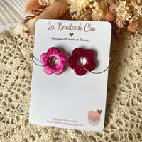 Créoles petites fleurs paillettes - boucles d’oreilles (8 couleurs)