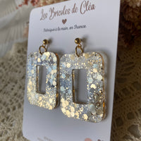 Rectangle 70’s paillettes - boucles d’oreilles (9 couleurs)