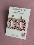 boucles d’oreilles rectangles paillettes rouges