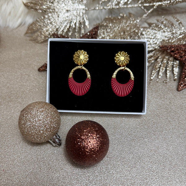 BROOKLYN rouge - Boucles d’oreilles (doré ou argenté)