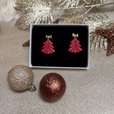 SAPIN ROUGE noeud - Boucles d'oreilles