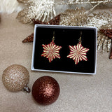 FLOCON rouge et doré - Boucles d’oreilles