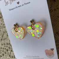 Coeur paillettes (ancienne forme) - boucles d’oreilles (2 couleurs différentes)