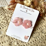 Créoles petites fleurs paillettes - boucles d’oreilles (8 couleurs)